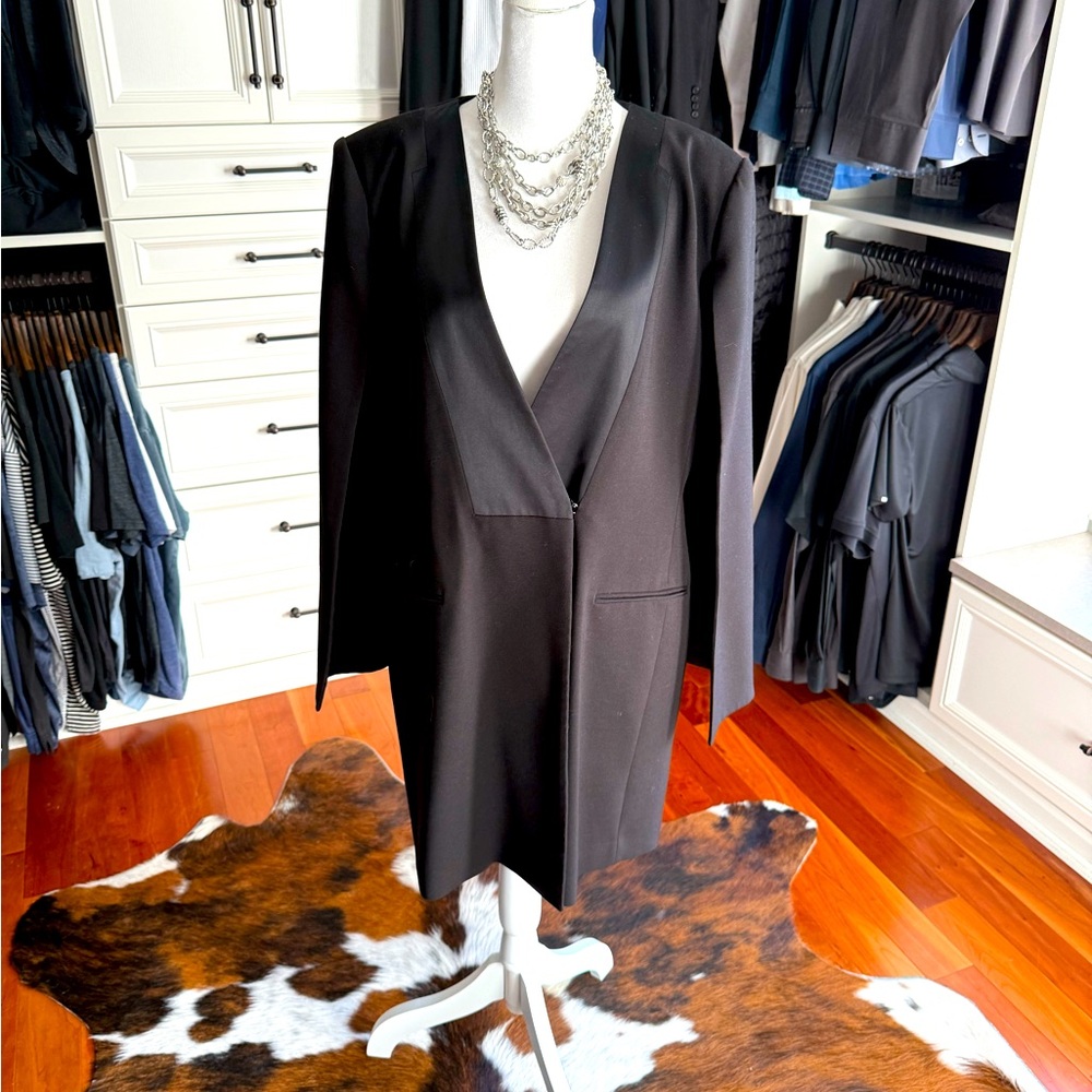 BCBG black tuxedo dress with cape.  Size large.